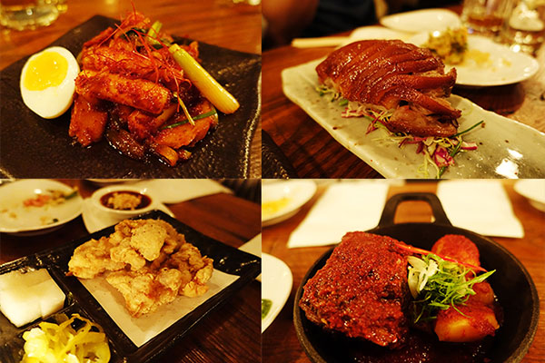 ‘Hanjan’의 다양한 메뉴들. 매운 떡볶이, 족발, 매운 갈비찜, 치킨