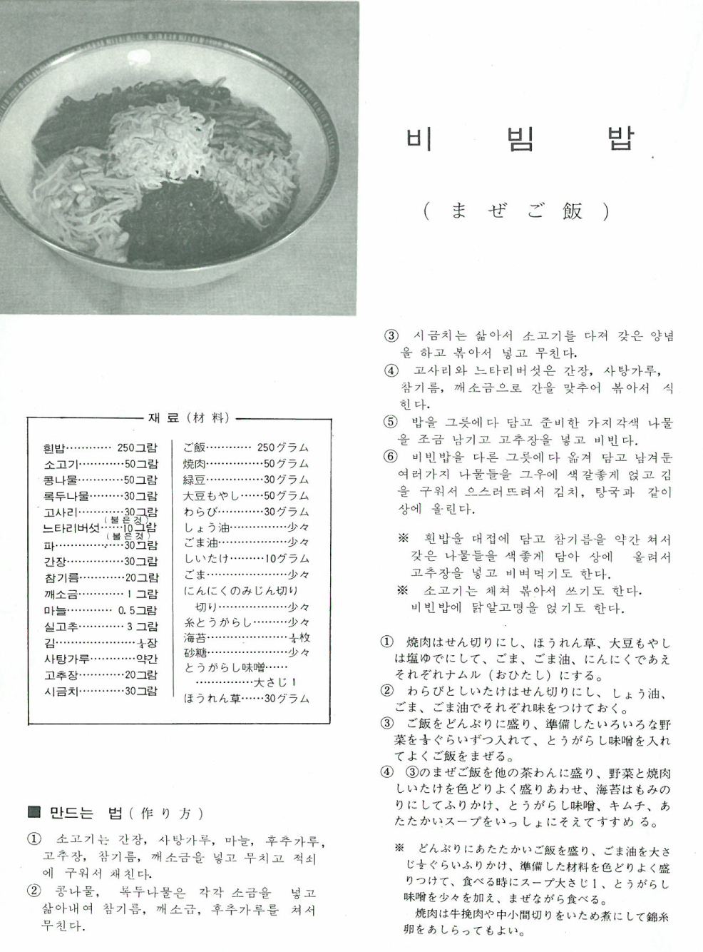 비빔밥 고조리서 원본