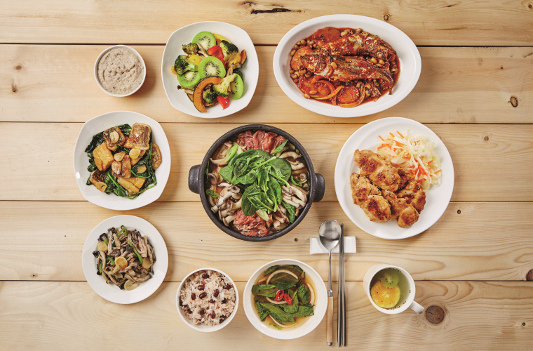 동부, 참다래, 시금치를 이용한 가정식 상차림