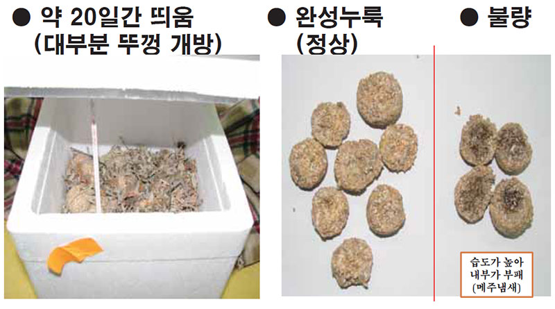 누룩 올바른 수분 함량 품질평가