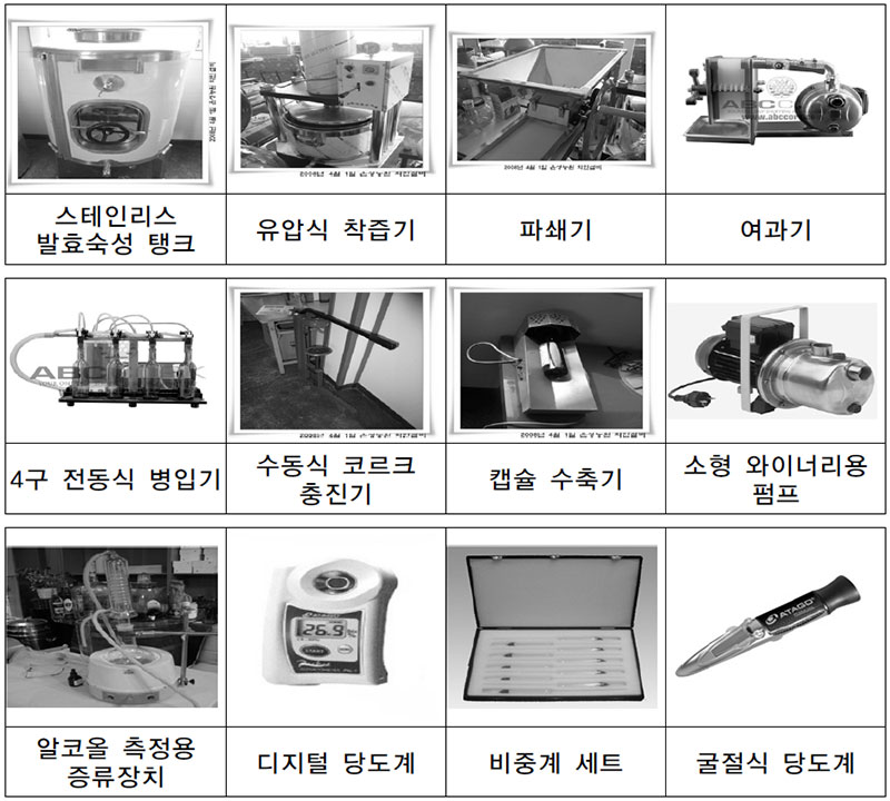 과일주 제조 필요한 기계 및 기구