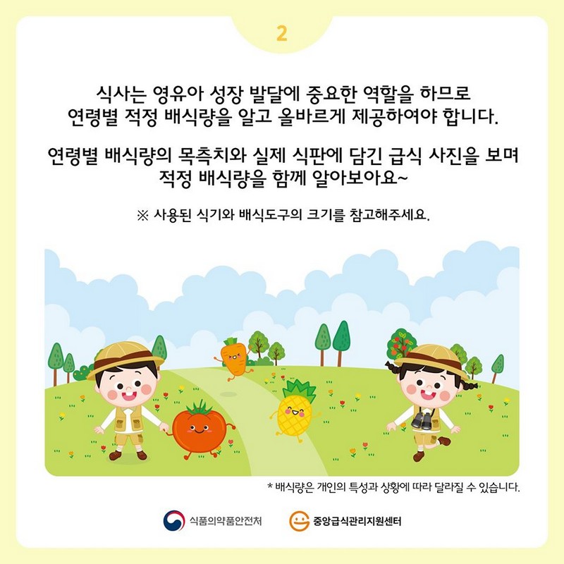 영유아 1인 1회 적정배식량 (1) - 연령별 적정 배식량의 목측치 사진 2번