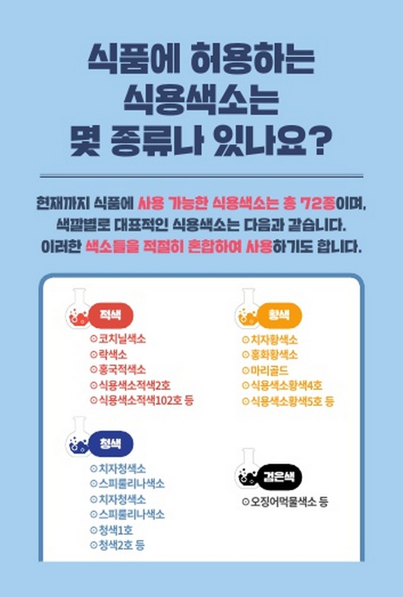 알록달록한 식품의 색 식용색소가 궁금하지 않으세요? 사진 3번