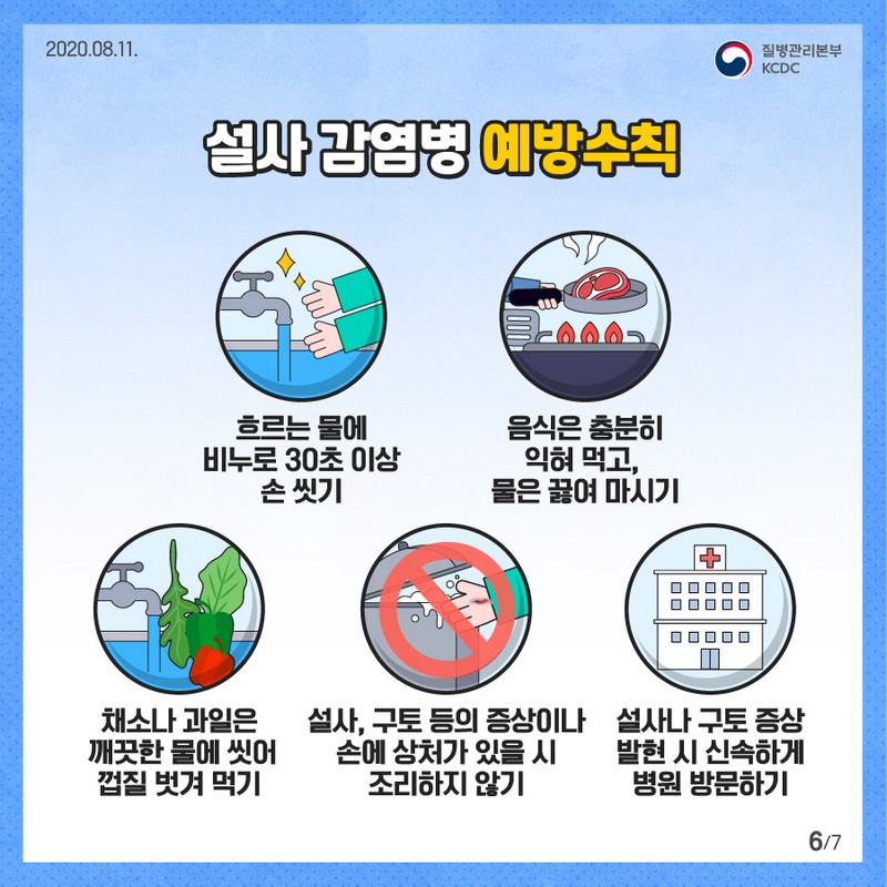 여름철 설사감염병 예방수칙 사진 6번