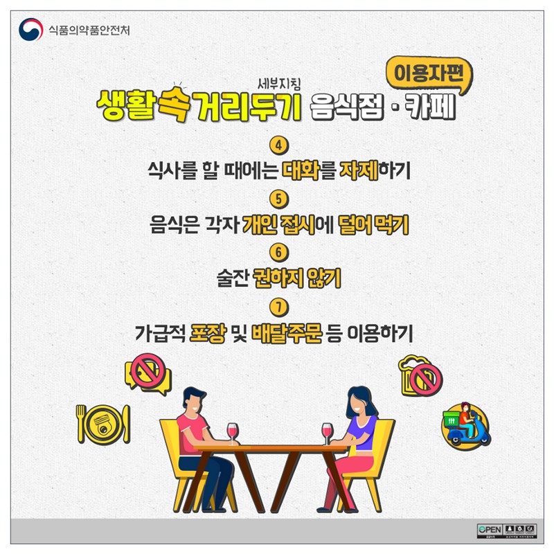 생활속 거리두기 - 음식점·카페 이용자편 사진 3번