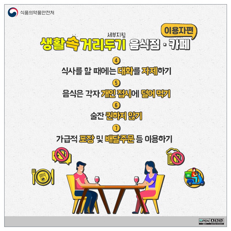 생활속 거리두기 - 음식점·카페 이용자편 사진 3번