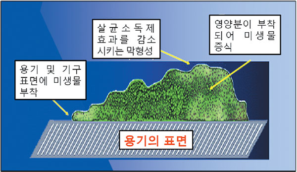 용기표면에 필름의 생성 및 영향