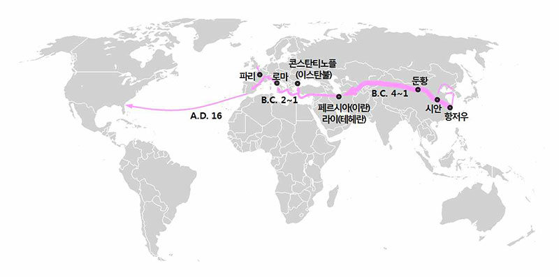 복숭아의 전파 경로