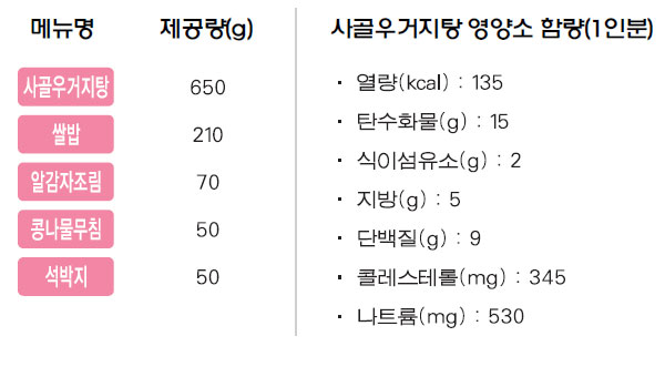 사골우거지탕 상차림 메뉴