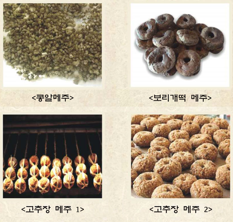 콩알 메주, 보리개떡 메주, 고추장 메주