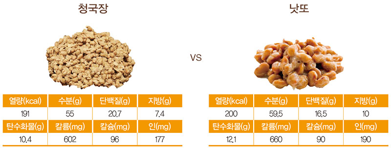 청국장과 낫또의 비교