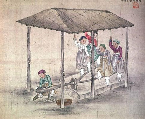 그림 「방아 찧는 모양」 김준근(金俊根), 19세기 말