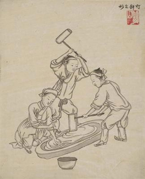 그림 「떡매질」 김준근(金俊根), 19세기 말