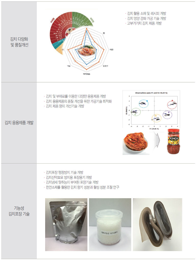 세계김치연구소 주요 연구 분야 산업기술개발