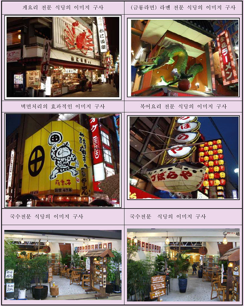 메뉴의 프레젠테이션과 식당 이미지의 조화 (일본 오사카 도톤보리사례)