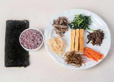 산나물 두부 김밥 식재료