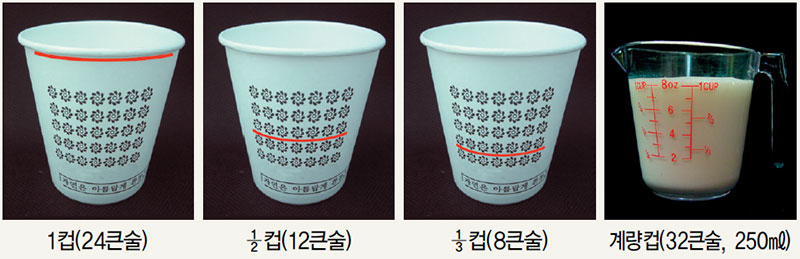 감자요리 종이컵으로 계량