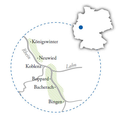 독일 와이너리 포도원 Mittelrhein(미텔라인) – Loreley loves Riesling 지도