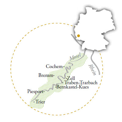 독일 와이너리 포도원 Mosel(모젤) - Romans, Riesling and Steep Slate Slopes 지도