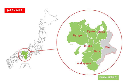 일본 西部 관사이(關西) 지도