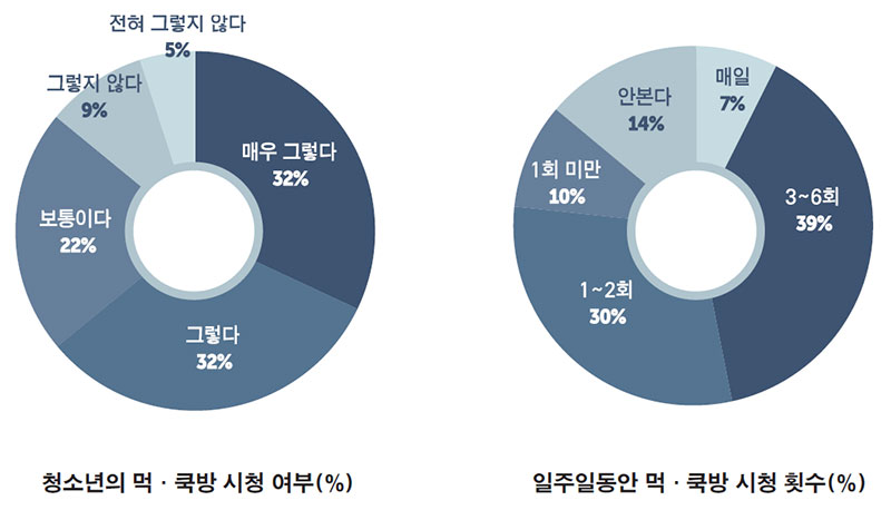 청소년 먹방·쿡방 시청 여부.횟수